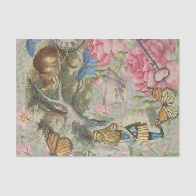 Alice Cheshire Cat Wonderland Tree Garden Tissue Paper (Front)