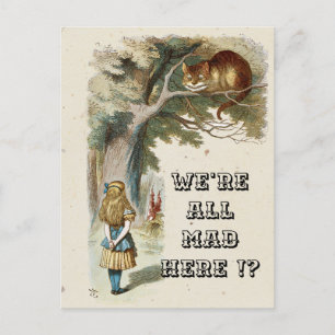 Alice - Chesire Cat 1890 - We're all mad here! Postcard