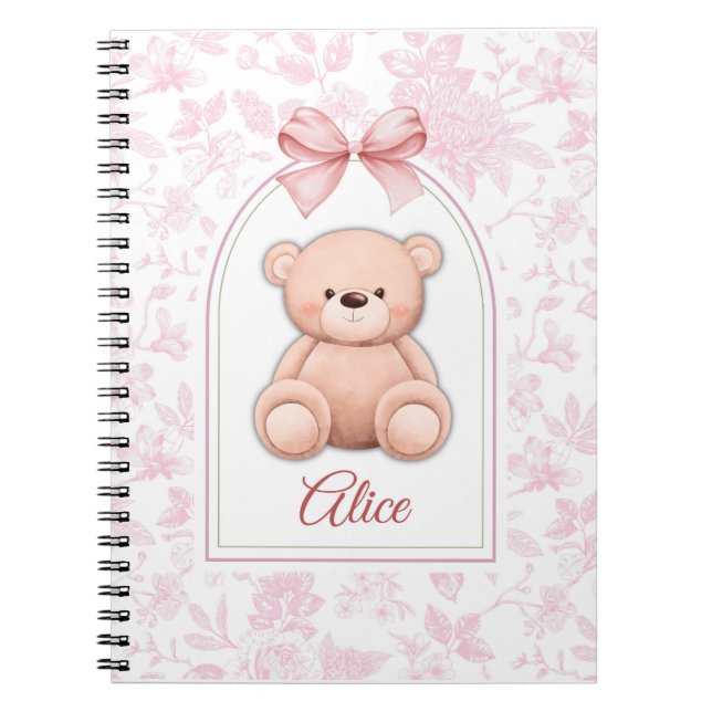 Alice | Custom Pink Teddy Bear Nursery Design  Notebook (Front)