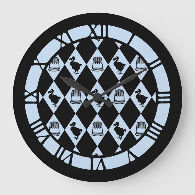 Alice Dodo Thimble Pattern Large Clock (Front)