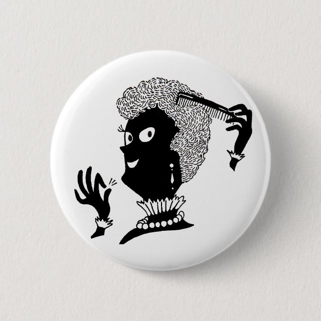 Alice doing her 'do 6 cm round badge (Front)