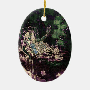 Alice Drinks Absinthe Now Ceramic Tree Decoration