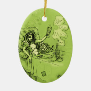 Alice Drinks Absinthe Now Ceramic Tree Decoration