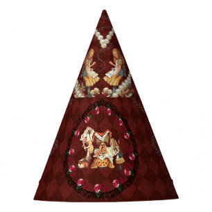 Alice Duchess Cheshire Hearts Burgundy Party Hat