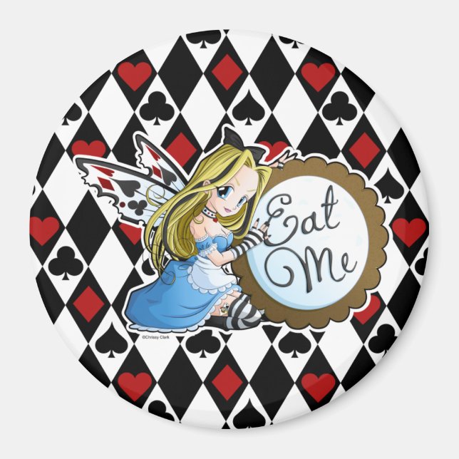 Alice Fairy-Eat Me Anime Round Magnet (Front)
