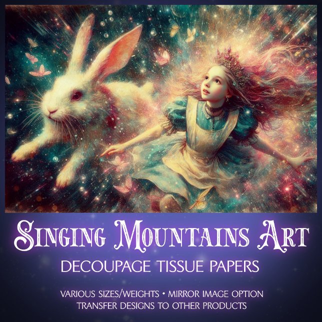 Alice Falling Into Wonderland Fantasy Decoupage Tissue Paper (Creator Uploaded)