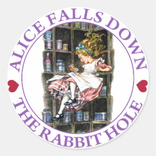 Alice Falls Down the Rabbit Hole To Wonderland Classic Round Sticker