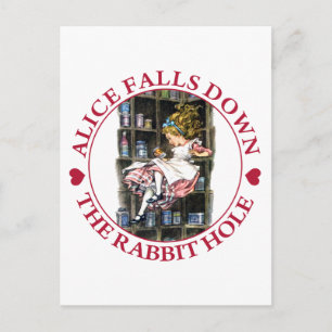 Alice Falls Down the Rabbit Hole To Wonderland Postcard