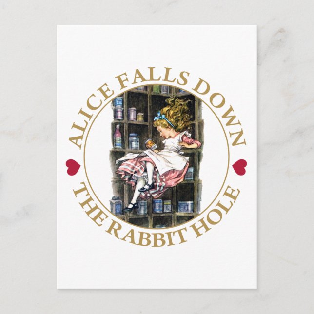 Alice Falls Down the Rabbit Hole to Wonderland Postcard (Front)