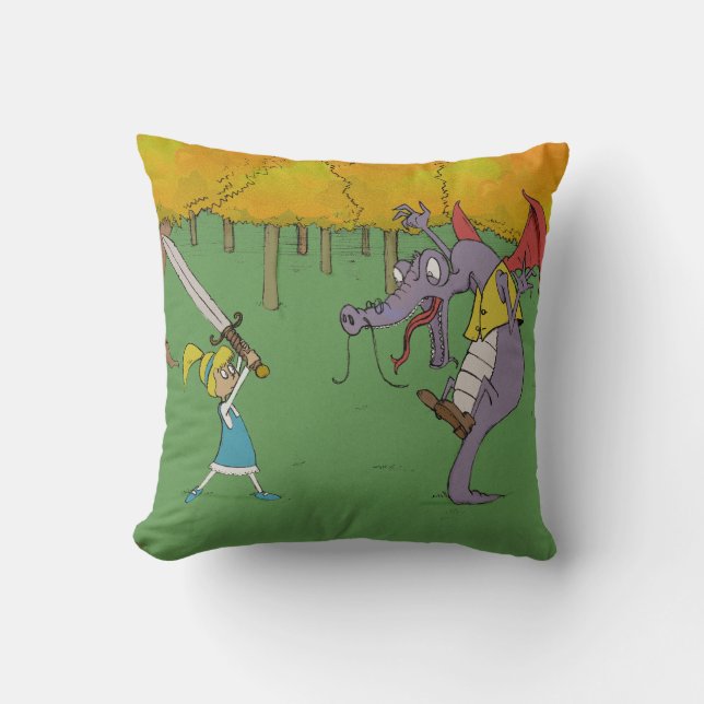 Alice Fighting the Jabberwocky Cushion (Front)