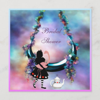 Alice & Flamingo Hanging Moon  Bridal Shower Invitation