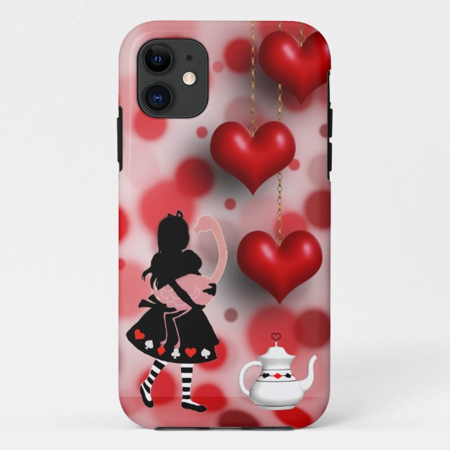 Alice & Flamingo Hearts & Teapot Case-Mate iPhone Case (Back)