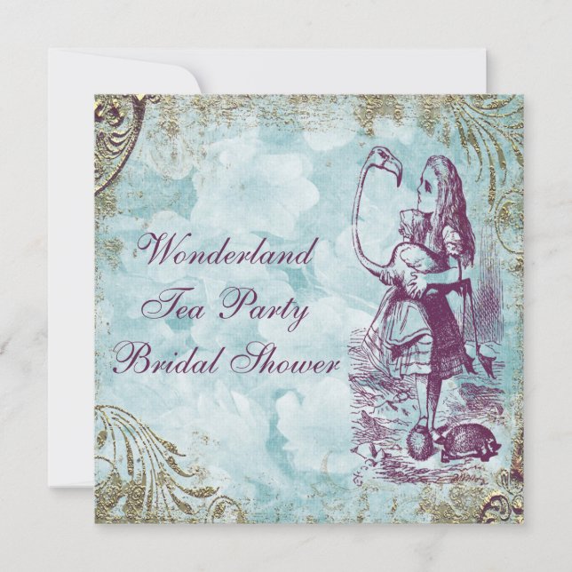 Alice & Flamingo Wonderland Bridal Shower Invitation (Front)