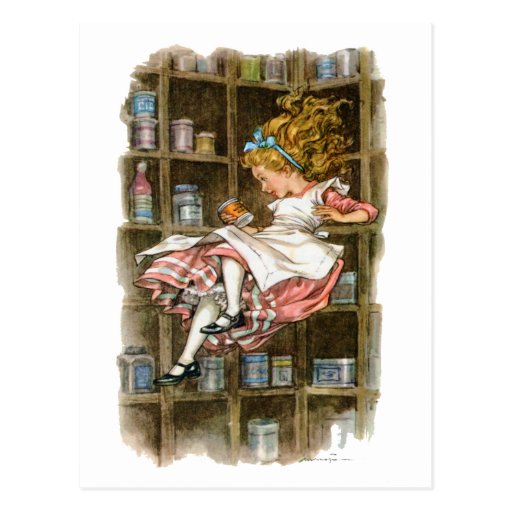 Image of Alice floats down the rabbit hole Postcard