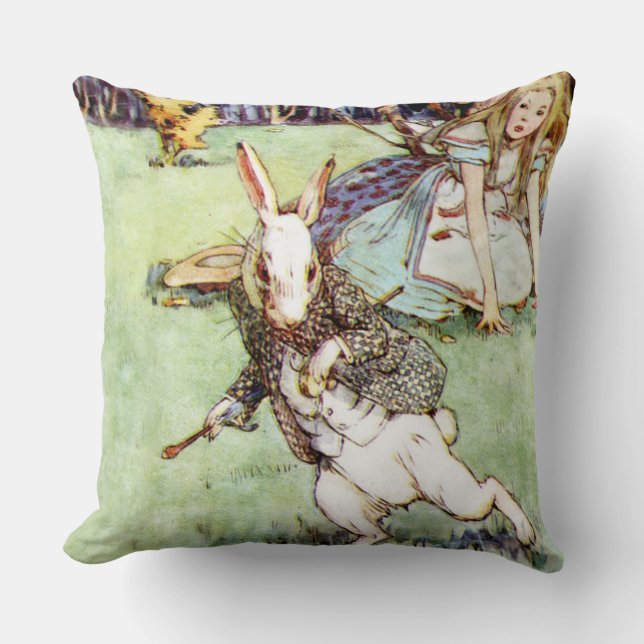 Alice Follows the White Rabbit to Wonderland Cushion (Front)