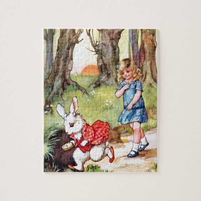 Alice Follows the White Rabbit To Wonderland Jigsaw Puzzle (Vertical)