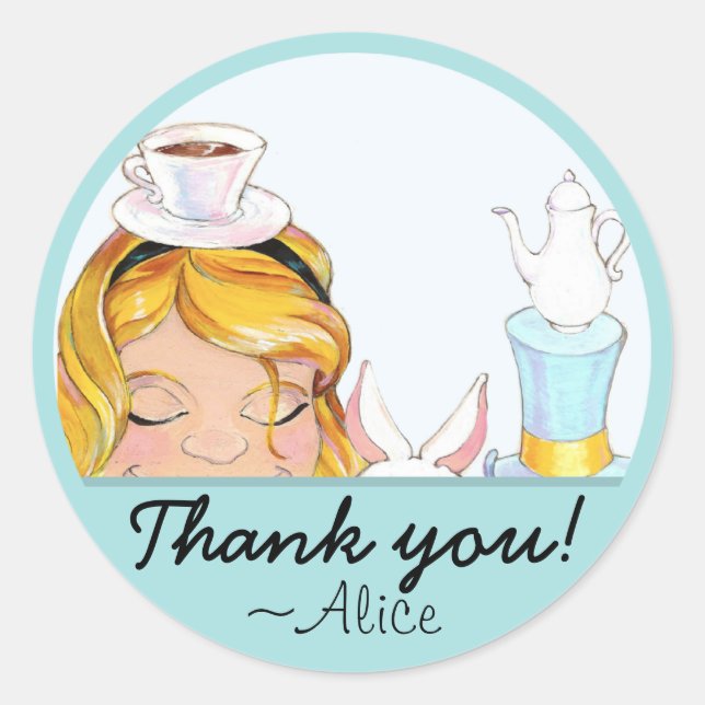 Alice & Friends Blue Tea Party Stickers (Front)