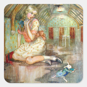 Alice Grows Too Big for the House in Wonderland Square Sticker
