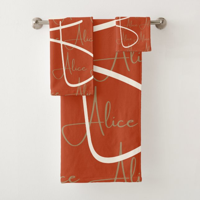 Alice Handwritten Name Pattern  Bath Towel Set (Insitu)
