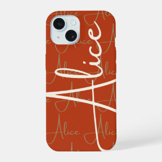 Alice Handwritten Name Pattern iPhone 15 Case