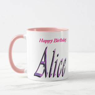 Alice, Happy Birthday, Pink Combo Coffee  Mug
