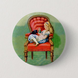 ALICE & HER CAT, DINAH 6 CM ROUND BADGE
