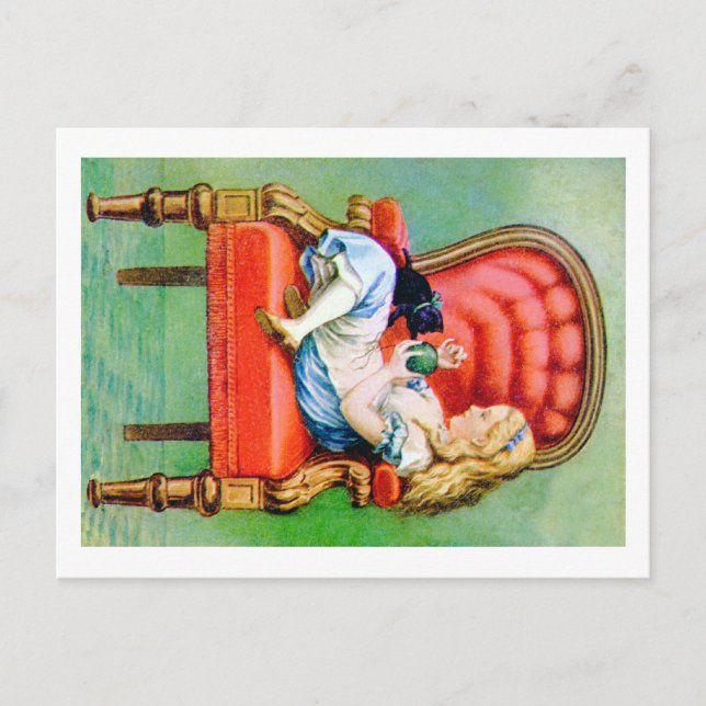 Alice & Her Cat Dinah in the Big Red Velvet Chair Postcard (Front)