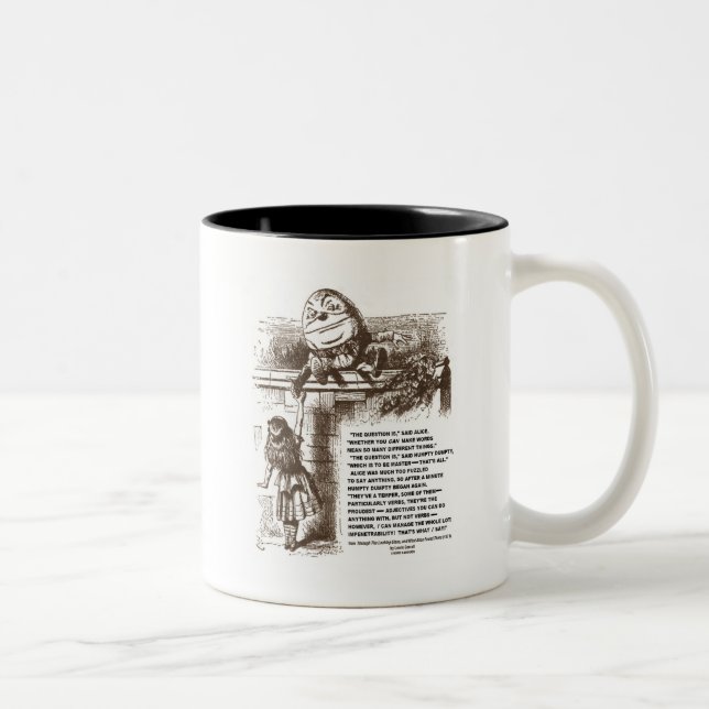 Alice Humpty Dumpty Wonderland Conversation Quote Two-Tone Coffee Mug (Right)