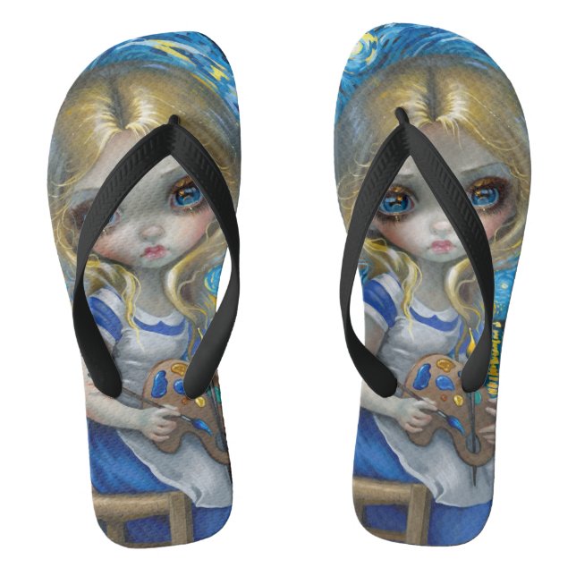 "Alice in a Van Gogh Nocturne" Flip Flops (Footbed)