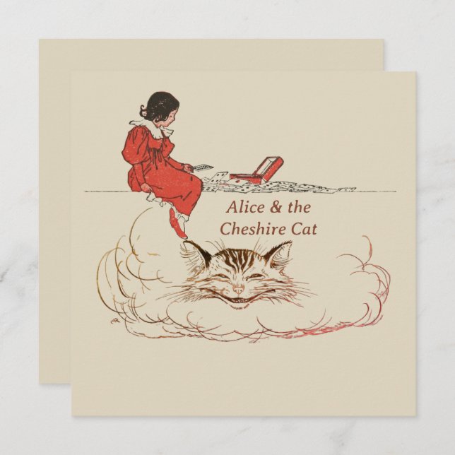 Alice In Brown Hair and the Cheshire Cat Invitation (Front/Back)