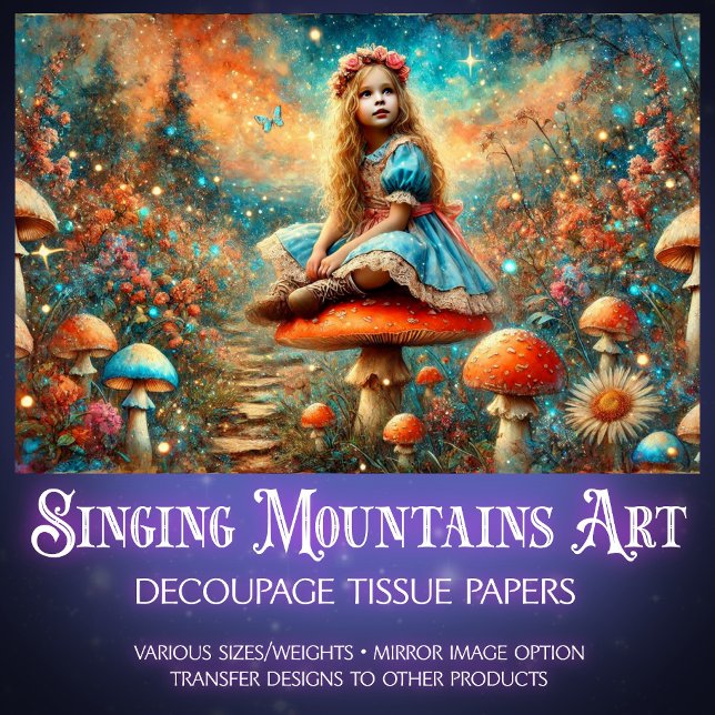 Alice In Mushroom Wonderland  Dreamscape Decoupage Tissue Paper (Creator Uploaded)