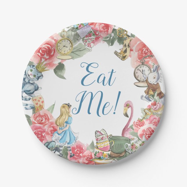 Alice in Onderland Themed Birthday Party Plates (Front)