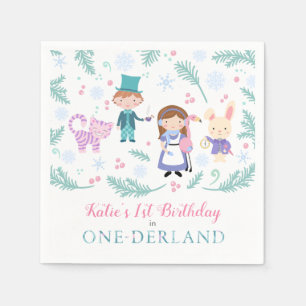 Alice in One-derland Winter Birthday Party Napkin