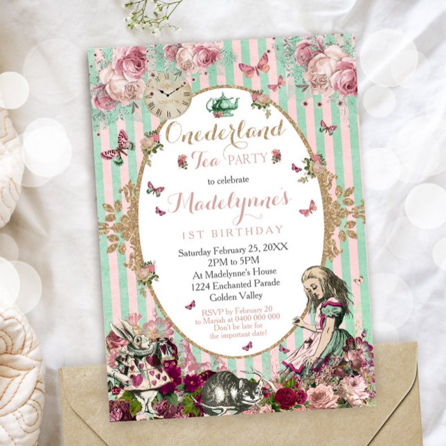 Alice in Onederland 1st Birthday Invitation (Creator Uploaded)