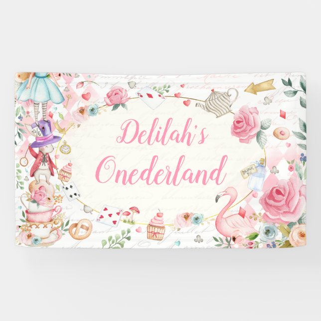 Alice in Onederland 1st Birthday Tea Party  Banner (Horizontal)