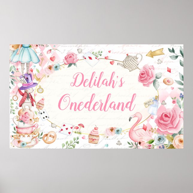 Alice in Onederland 1st Birthday Tea Party  Banner Poster (Front)