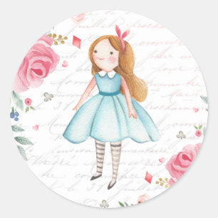 Alice in Onederland 1st Birthday Tea Party Favour Classic Round Sticker