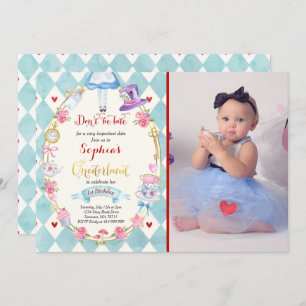 Alice In ONEderland Birthday Invitation Tea Party
