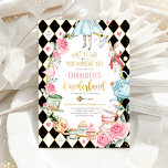 Alice in Onederland Birthday Mad Hatter Tea Party Invitation<br><div class="desc">Celebrate your little girl's 1st birthday with this whimsical Alice in Wonderland themed invitation</div>