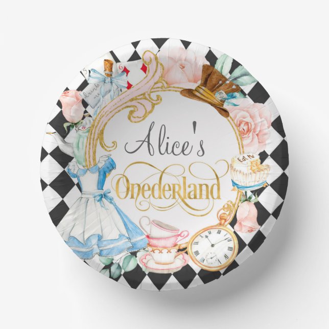 Alice in Onederland mad hatter tea party birthday  Paper Plate (Front)