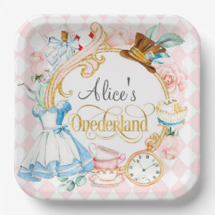 Alice in Onederland mad hatter tea party birthday Paper Plate