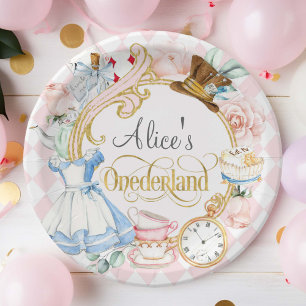 Alice in Onederland mad hatter tea party birthday Paper Plate