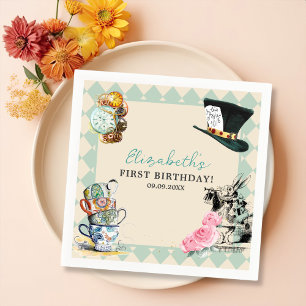 Alice in Onederland Mad Tea 1st Birthday Party Napkin