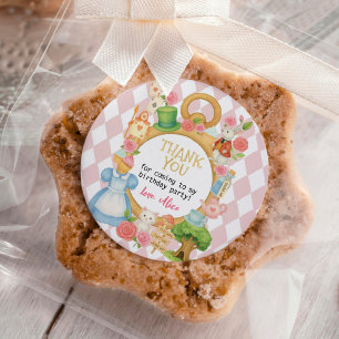 Alice in Onederland Pink Girl Birthday Tea Party Classic Round Sticker