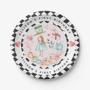 Alice in Onederland Tea Party Girl First Birthday Paper Plate