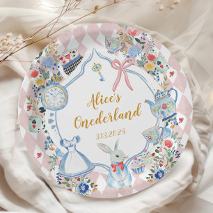 Alice in Onederland Whimsical Birthday Paper Plate