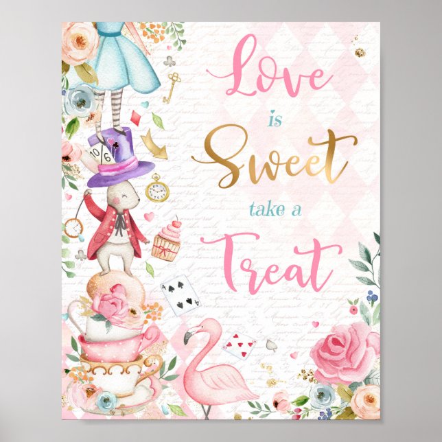 Alice In Onederland Wonderland Treat Favour Sign (Front)
