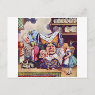 Alice in the Kitchen with the Duchess and Pig Baby Postcard