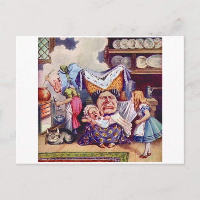 Alice in the Kitchen with the Duchess and Pig Baby Postcard (Front)