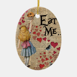 Alice in the Wonderland Eat Me Muffin Ceramic Tree Decoration